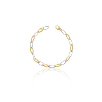 Bracelet fantasy bicolore or jaune/or blanc 750, 6,3mm, 19cm