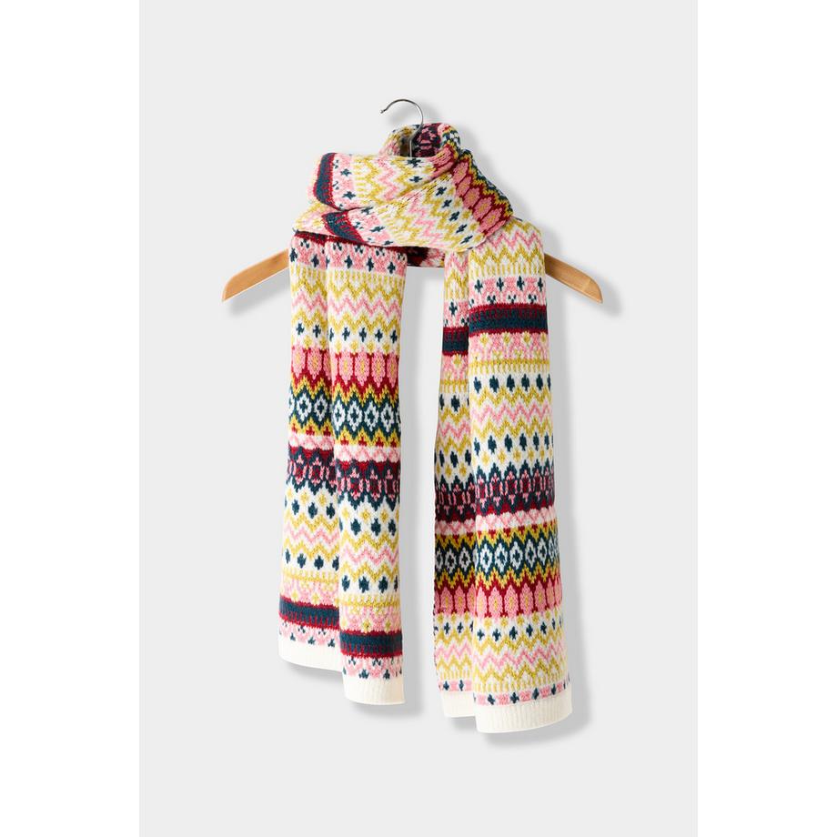 Écharpe en Grosse Maille Jacquard Fair Isle Funky