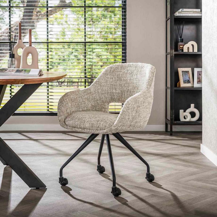 mutoni Chaise à accoudoirs Spring avec roulettes Eagle crème-gris  