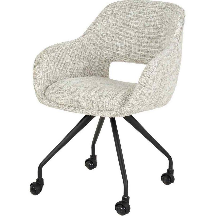 mutoni Chaise à accoudoirs Spring avec roulettes Eagle crème-gris  