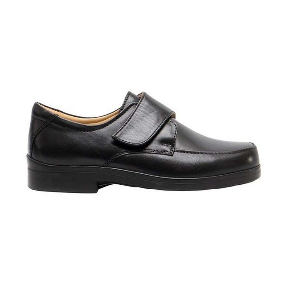 Chaussures de ville en cuir extra larges avec sangle à scratch