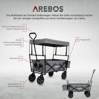 Arebos  Charrette à bras avec toit | Chariot de transport de charrette à bras | Chariot à matériel 