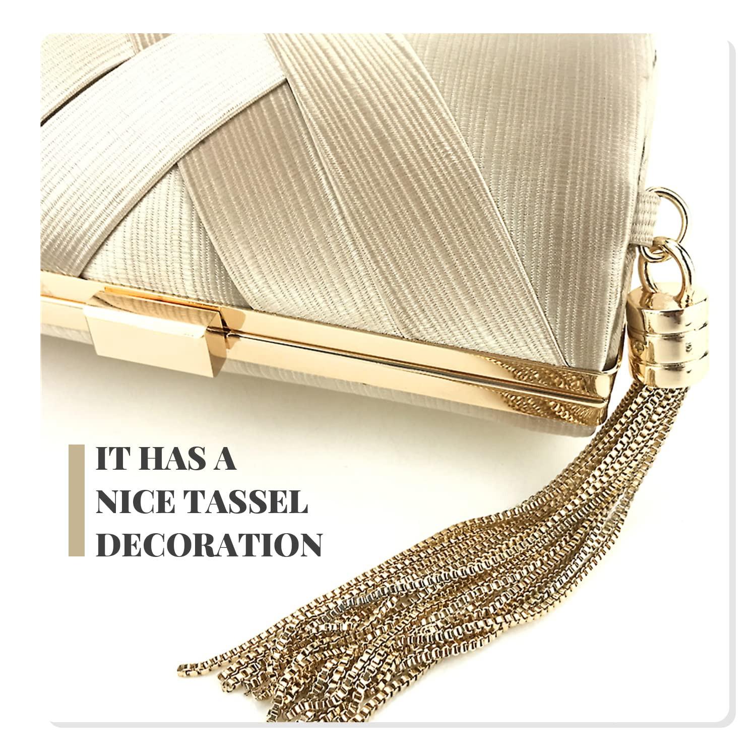 Only-bags.store Satin Abend Clutches Tasche Quaste Anhänger  