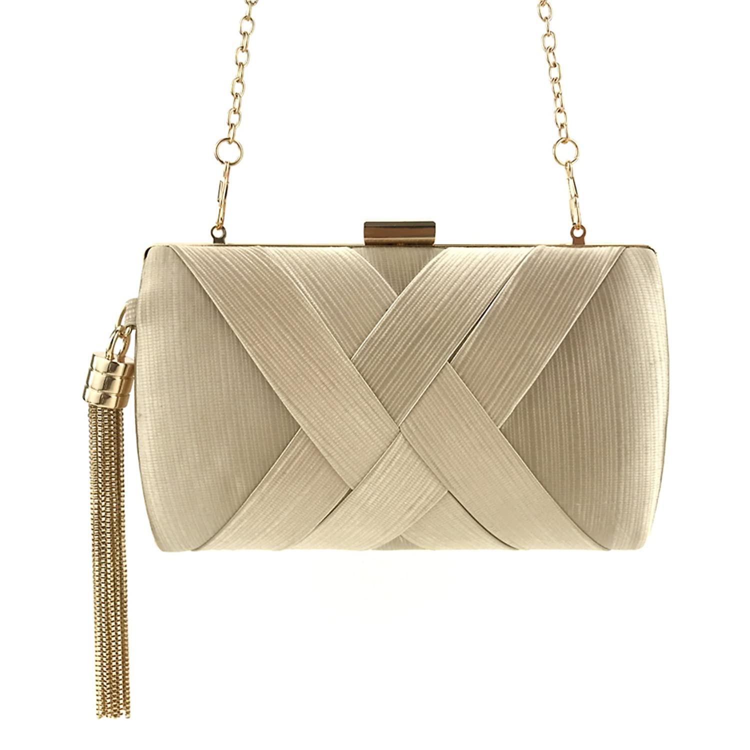 Only-bags.store Satin Abend Clutches Tasche Quaste Anhänger  