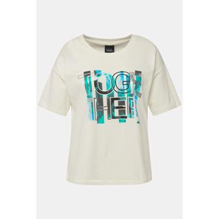 Ulla Popken  T-shirt con stampa "Together", scollo a girocollo e mezze maniche 