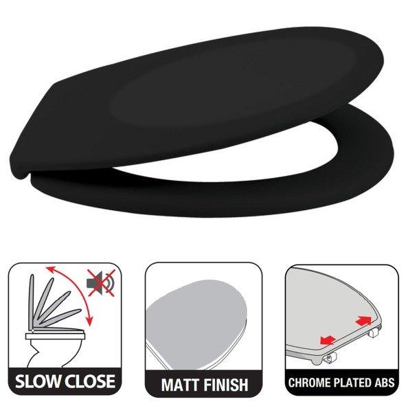 spirella Abattant WC Thermo Dur NEELA Noir Mat - Charnières ABS Chromé  