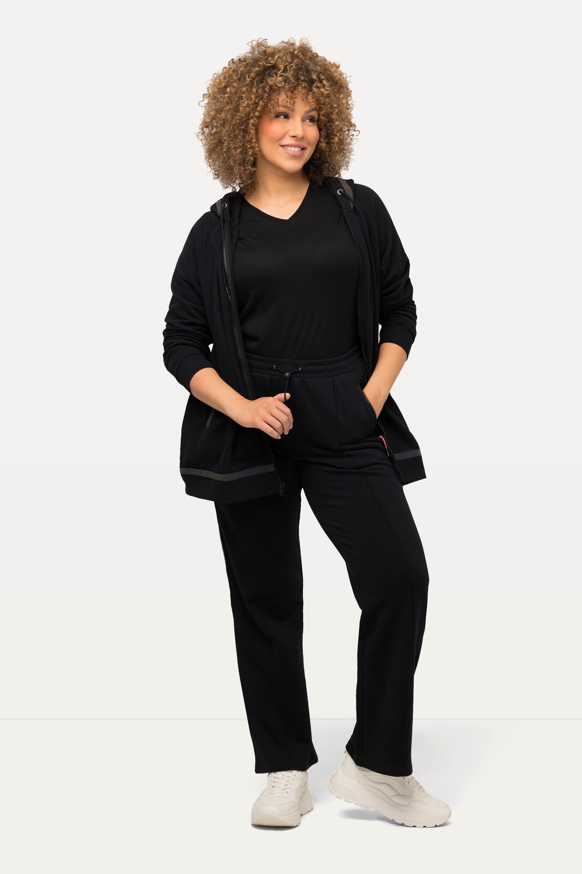 Ulla Popken Jogginghose mit Reflektorstreifen und Zipptaschen  