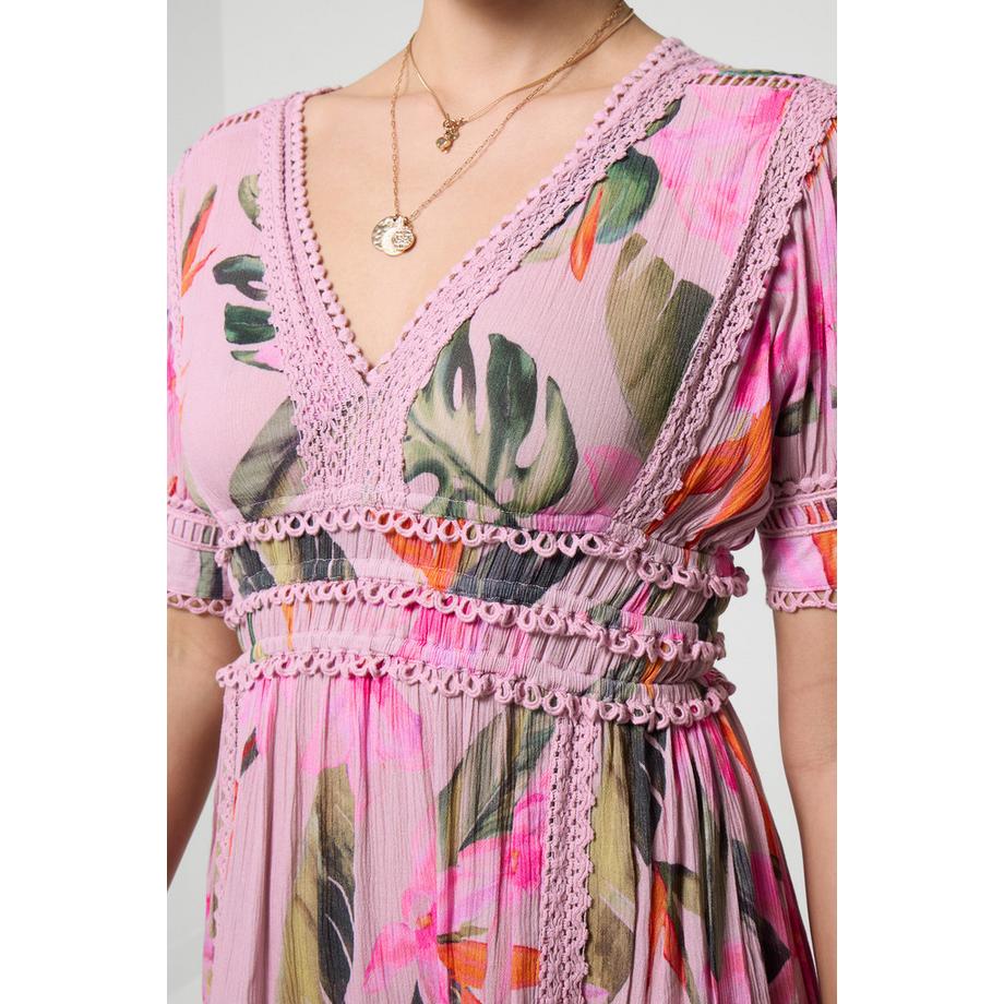 Joe Browns Robe Tunique Imprimée Florale avec Taille Élastiquée  
