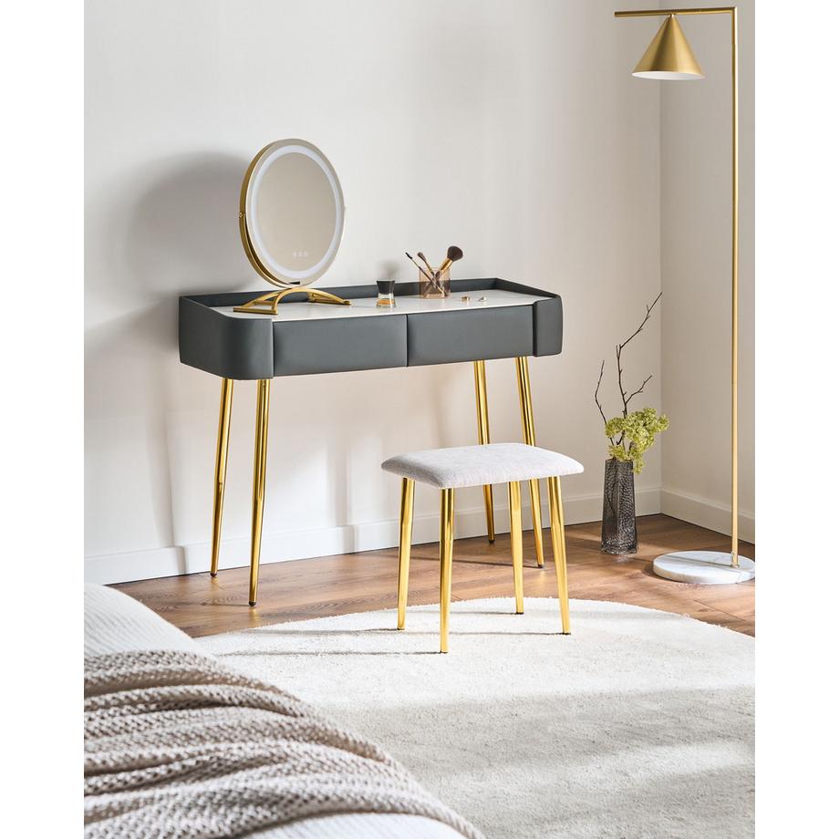 Beliani  Schminktisch mit Spiegel und Hocker aus MDF-Platte  SURIN 