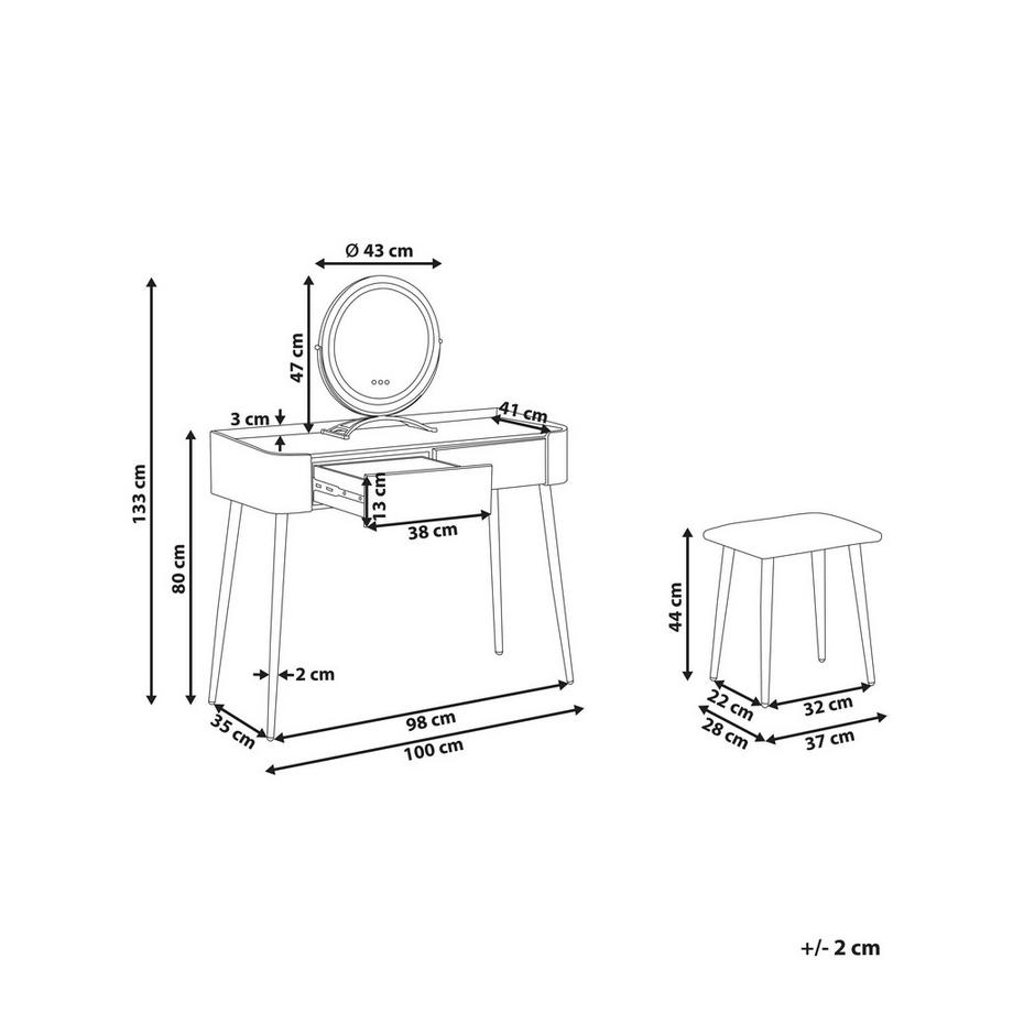 Beliani  Schminktisch mit Spiegel und Hocker aus MDF-Platte  SURIN 
