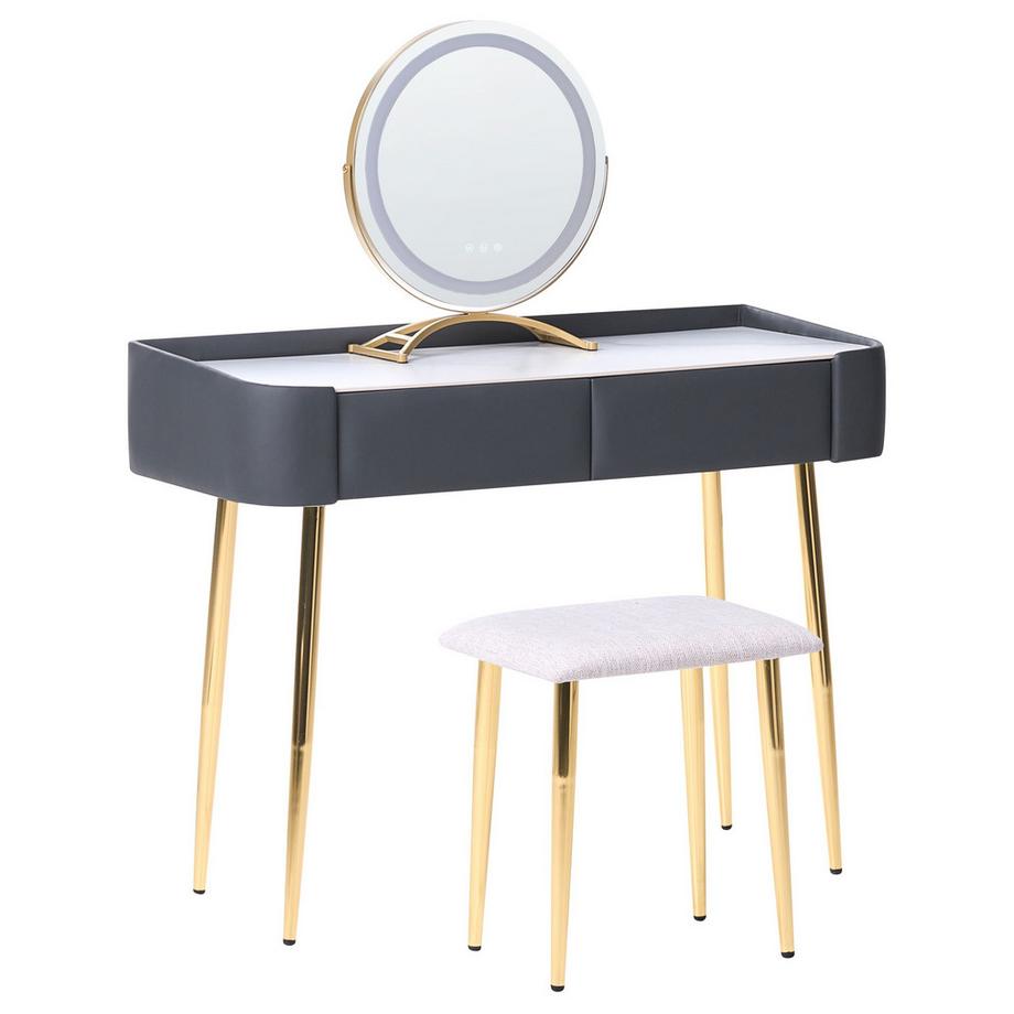 Beliani  Schminktisch mit Spiegel und Hocker aus MDF-Platte  SURIN 