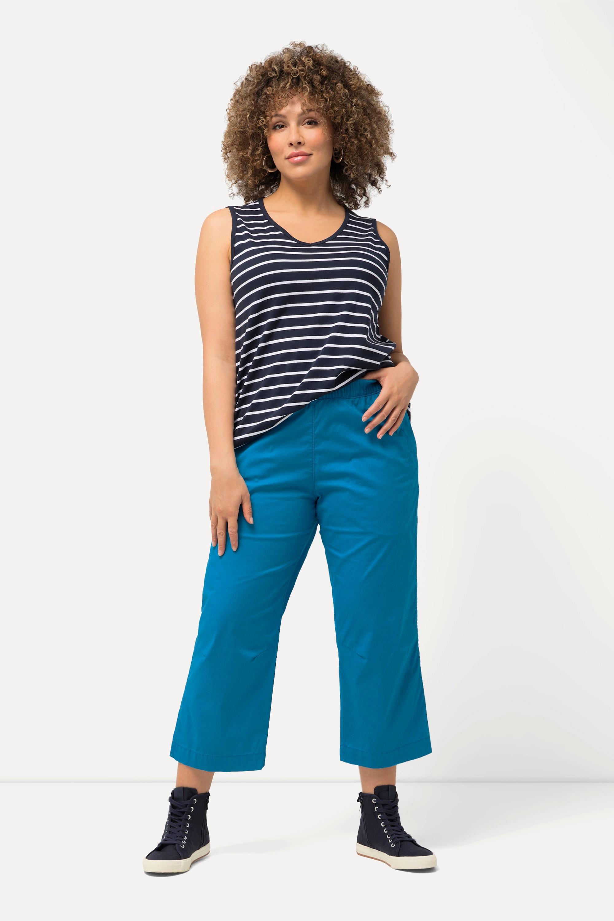 Ulla Popken  Pantalon 7/8 Ruby avec genoux préformés, jambes droites et taille élastique 