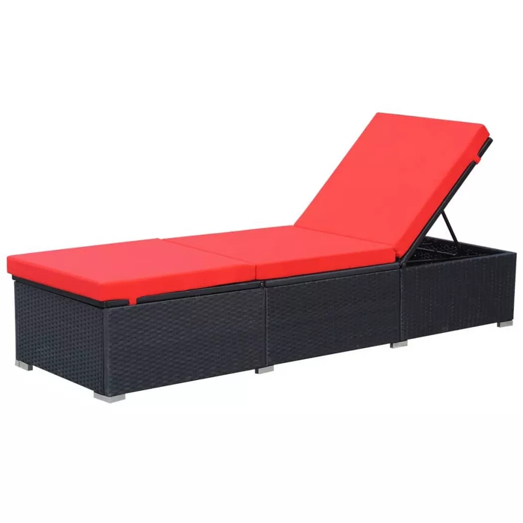 VidaXL - lettino prendisole Polirattan, One Size, Nero