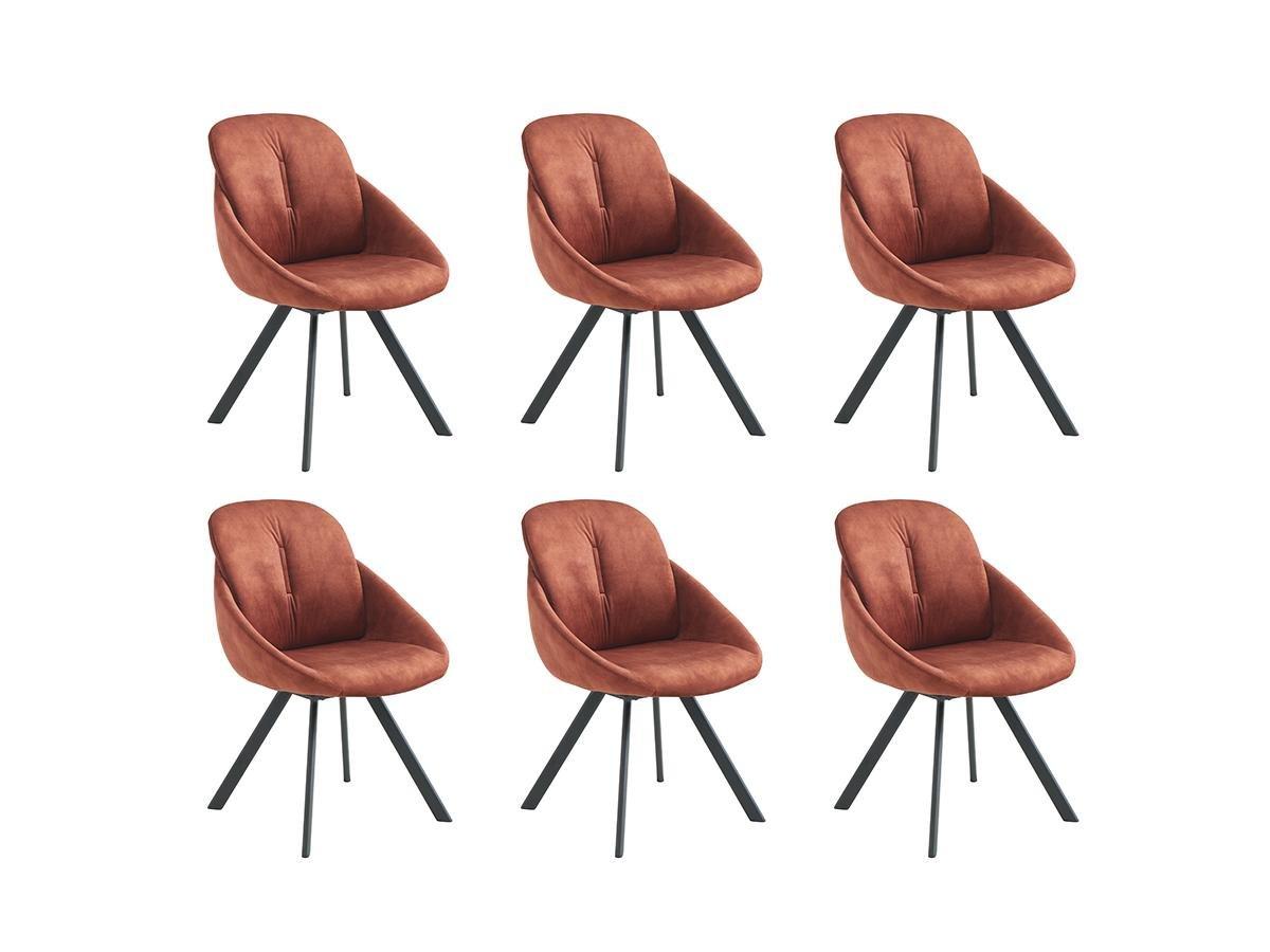 Vente-unique Lot de 6 chaises avec accoudoirs en velours et métal - Terracotta - BUSSELTON  