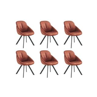 Vente-unique Lot de 6 chaises avec accoudoirs en velours et métal - Terracotta - BUSSELTON  