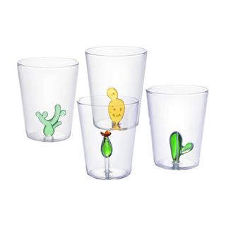 Vente-unique Caraffa + Lotto di 4 bicchieri con cactus - PUNTIA  