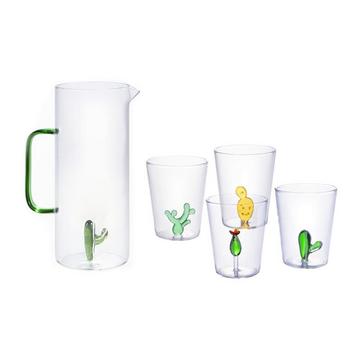 Pichet + Lot de 4 verres avec cactus - PUNTIA