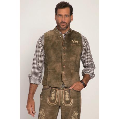 JP1880  Gilet in tradizionale stile Tracht di pelle scamosciata di capra con colletto alto 