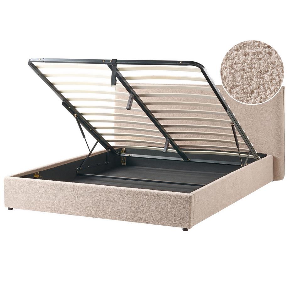 Beliani Lit ottoman en Bouclé Traditionnel LAVAUR  