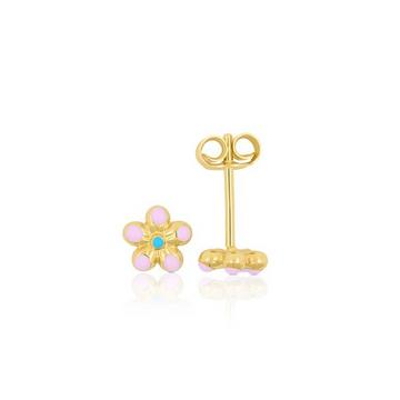 Ohrstecker Blume rosa Gelbgold 750 rosa 6mm