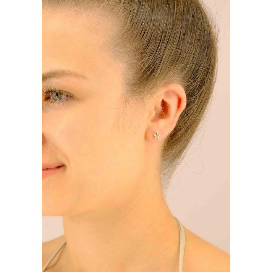 MUAU Schmuck  Boutons de fleur rose jaune or 750 rose/bleu clair 6mm 