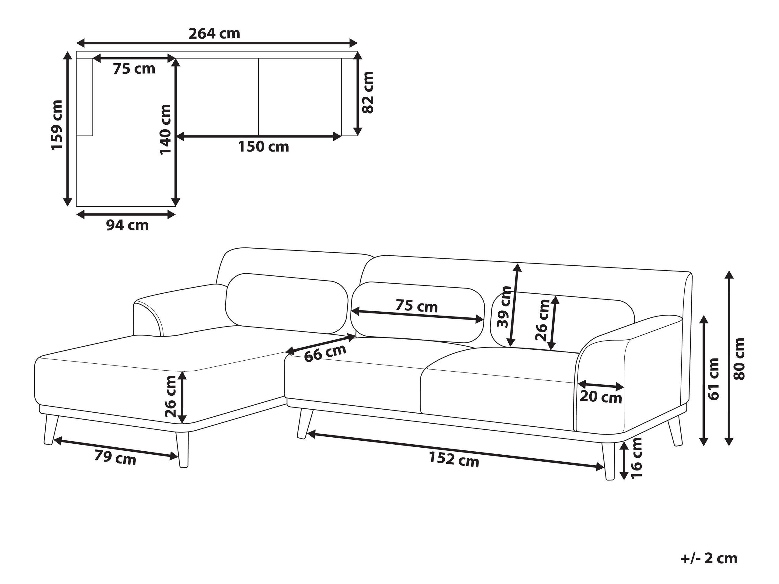 Beliani Ecksofa aus Cord Retro SIMOS  