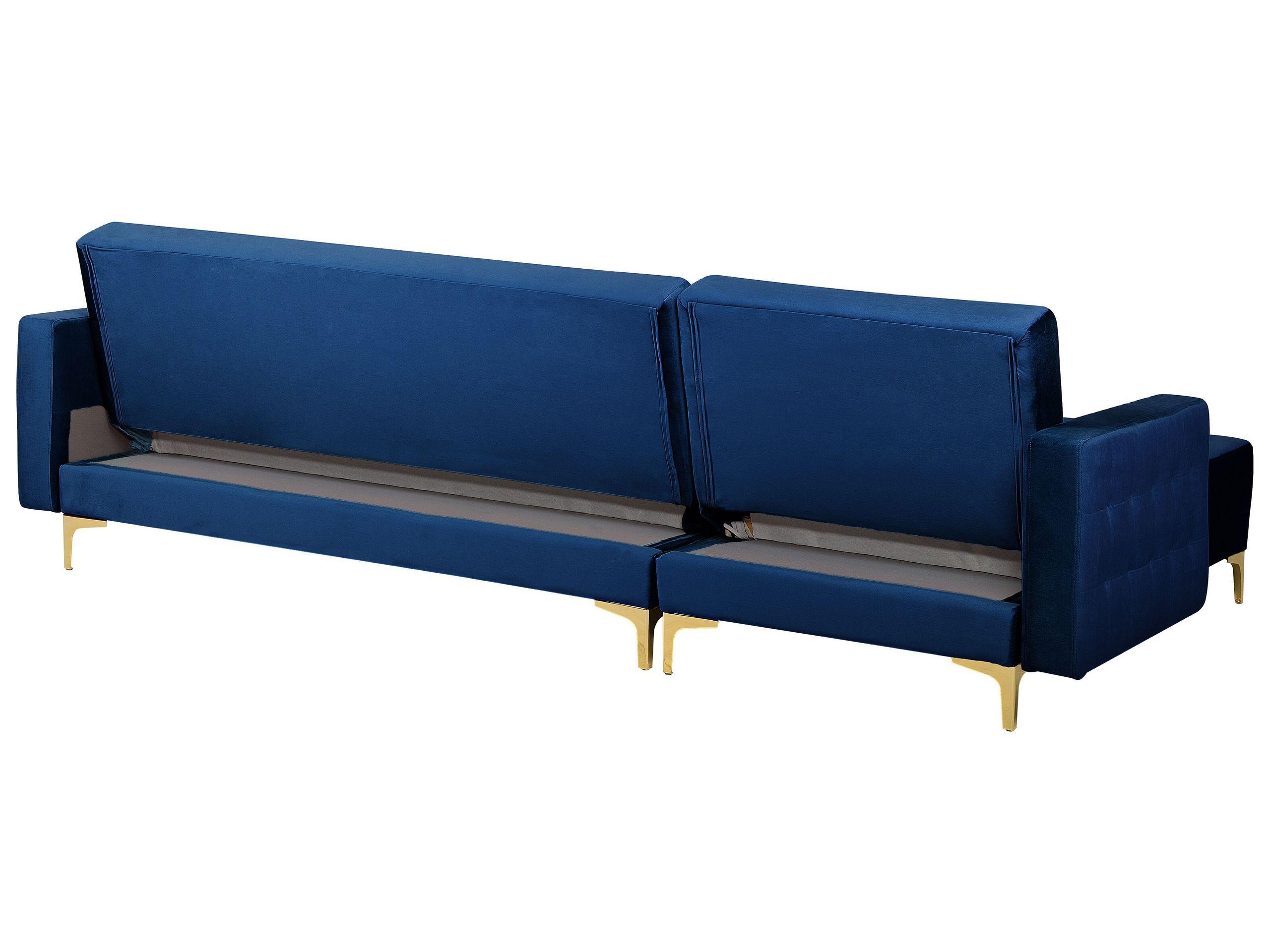 Beliani Ecksofa mit Ottomane aus Samtstoff Modern ABERDEEN  