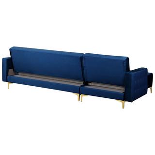 Beliani Ecksofa mit Ottomane aus Samtstoff Modern ABERDEEN  