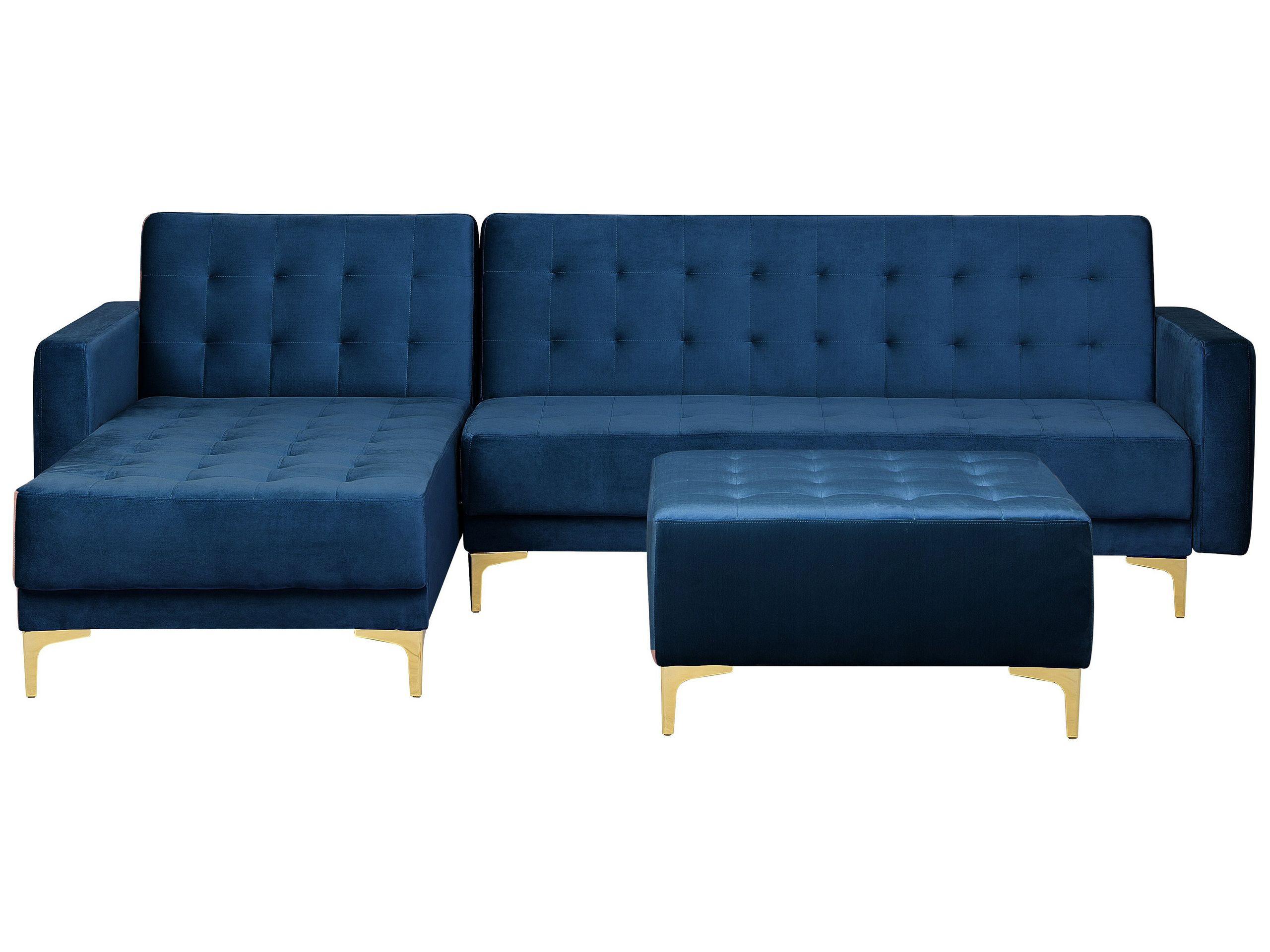 Beliani Ecksofa mit Ottomane aus Samtstoff Modern ABERDEEN  