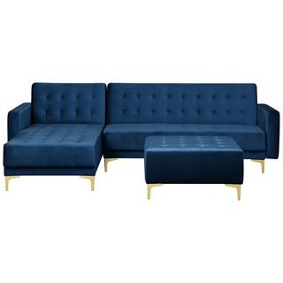 Beliani Ecksofa mit Ottomane aus Samtstoff Modern ABERDEEN  