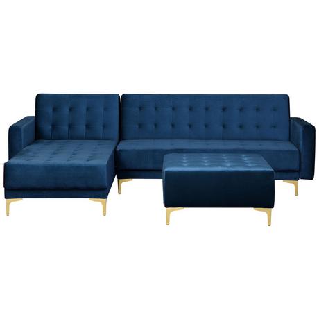 Beliani Ecksofa mit Ottomane aus Samtstoff Modern ABERDEEN  