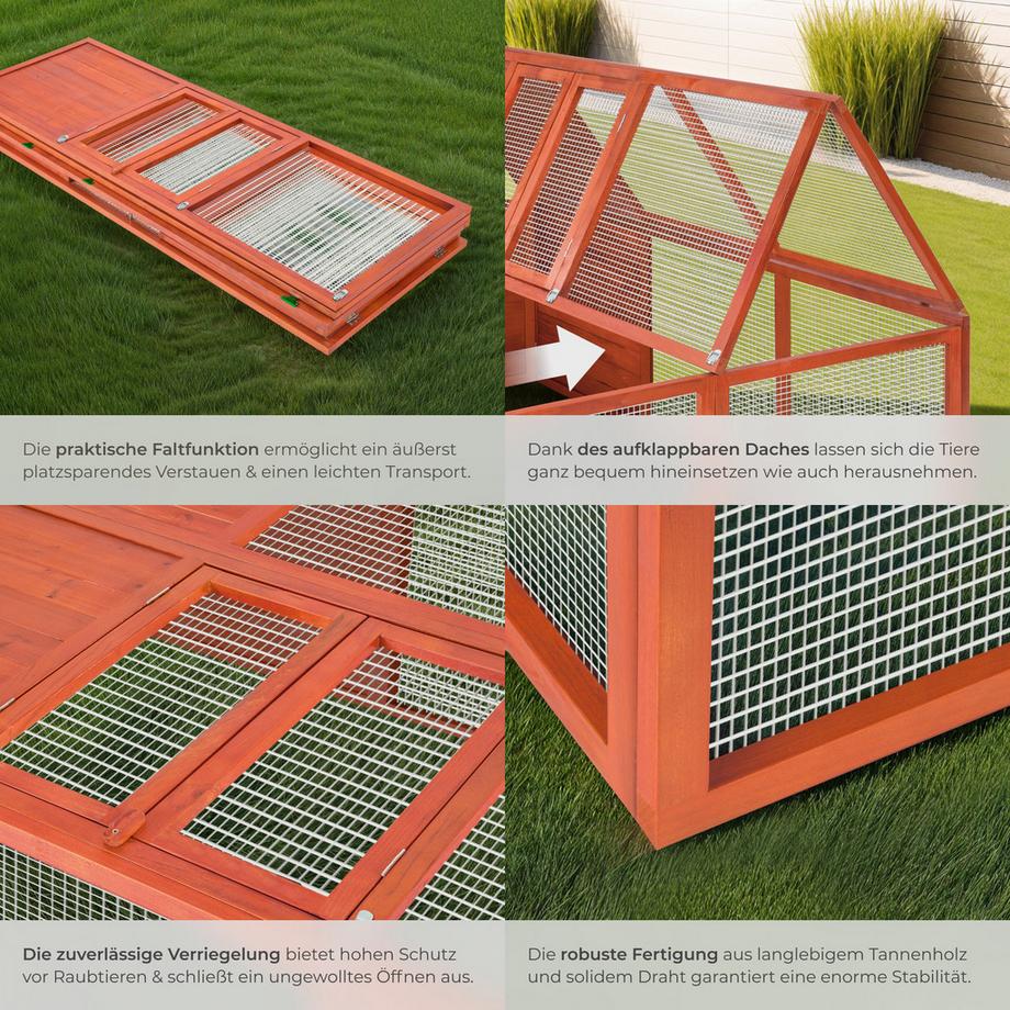 Tectake  Hasenstall faltbar 159x109x55cm 