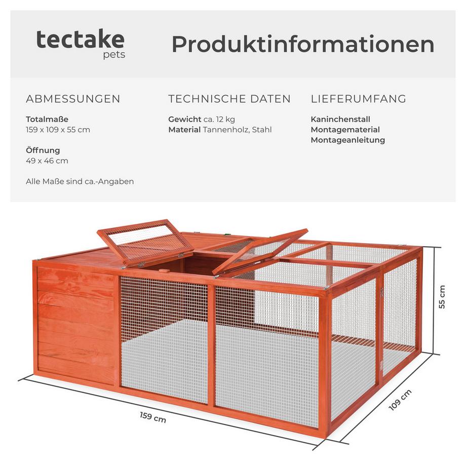 Tectake  Hasenstall faltbar 159x109x55cm 