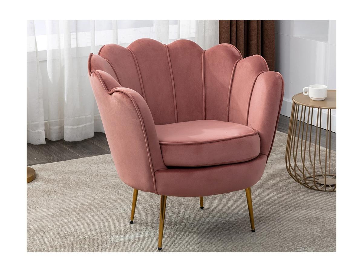 Vente-unique Fauteuil coquillage en velours rose DANDELION  