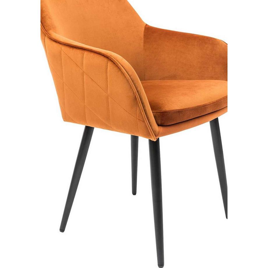 mutoni Sedia da pranzo in velluto corallo  