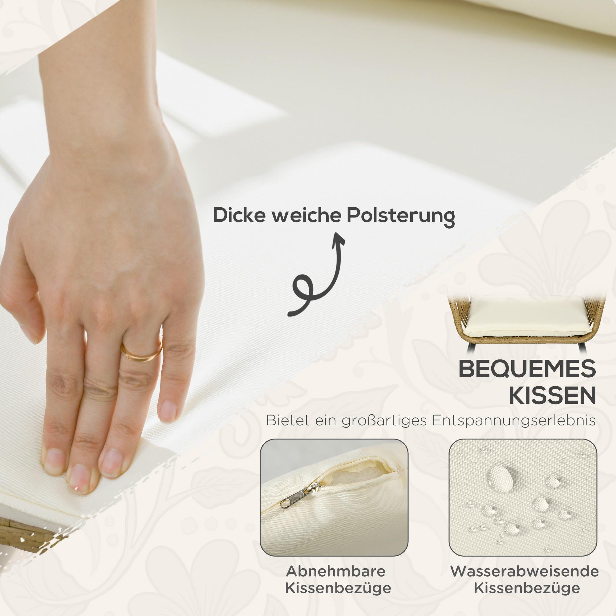 Outsunny Salon de jardin en rotin  