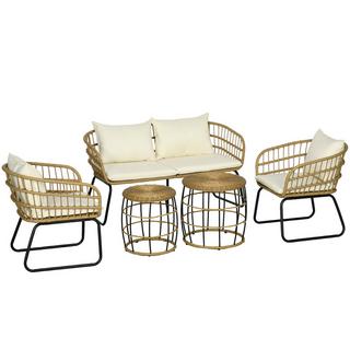 Outsunny Salon de jardin en rotin  