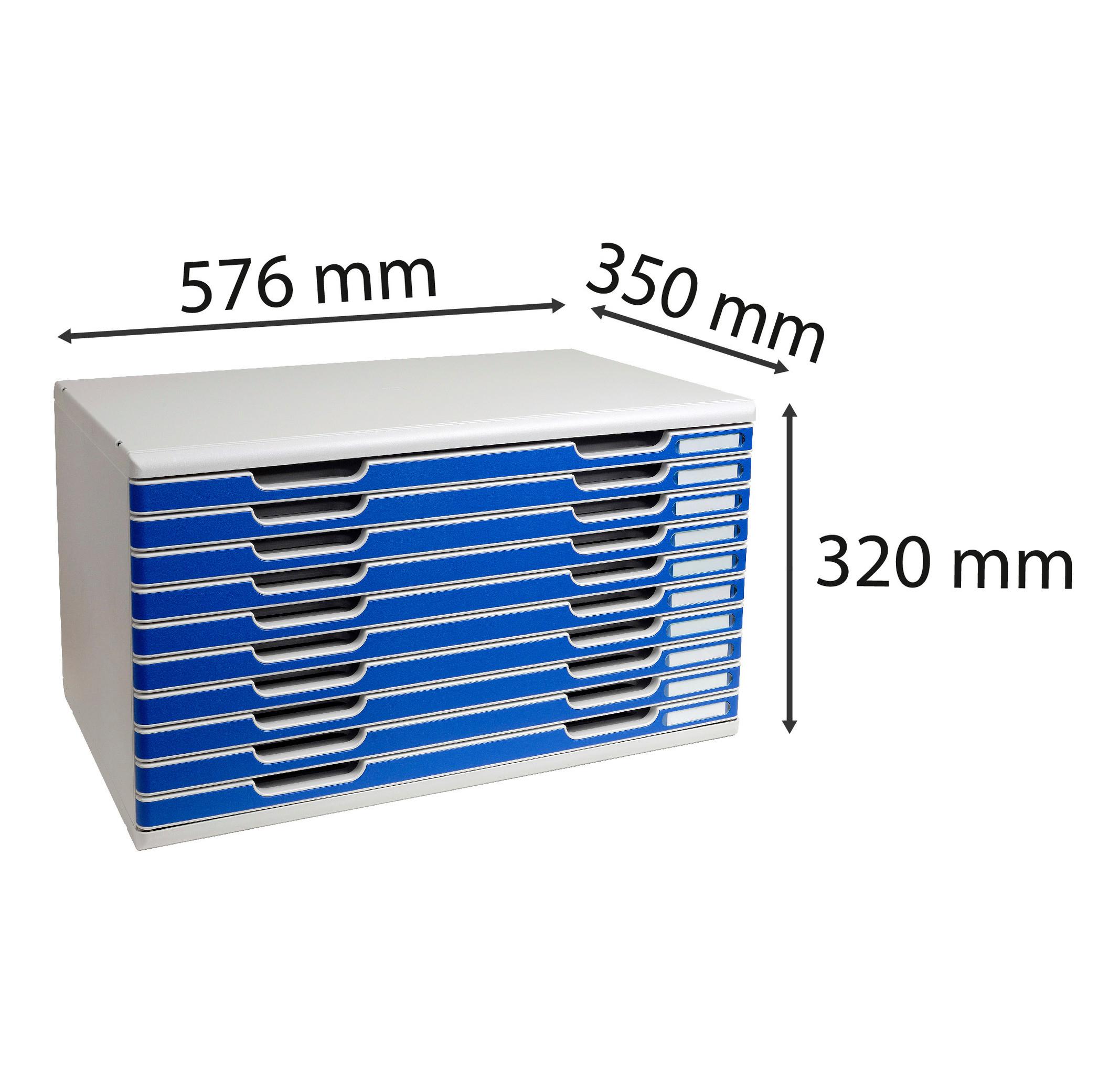 Exacompta Schubladenbox MODULO A3, 10 geschlossene Laden  