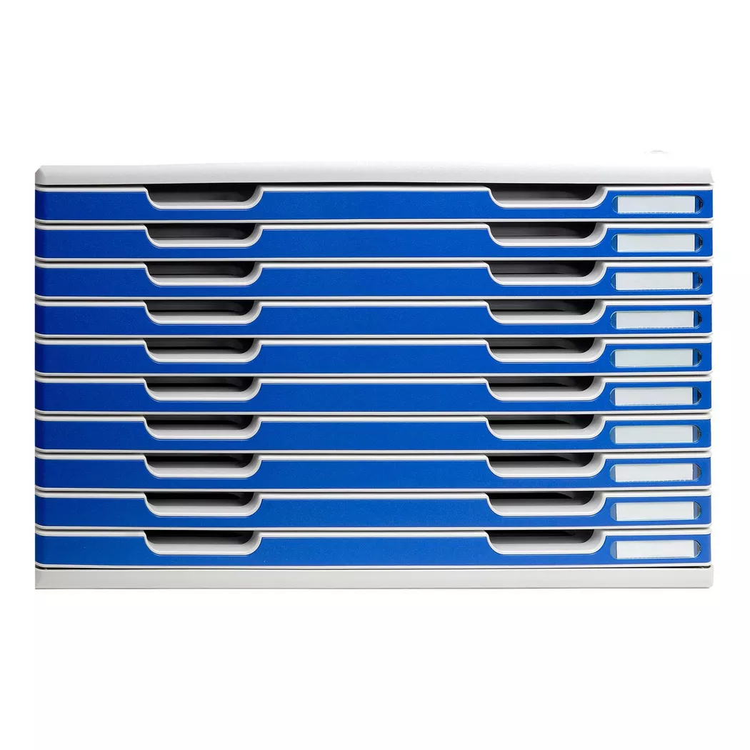 Exacompta - Schubladenbox MODULO A3, 10 geschlossene Laden, A3, Blau