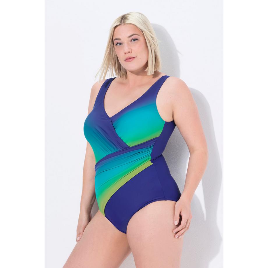 Ulla Popken Maillot de bain Drapé Dégradé Bonnets souples Recyclé  