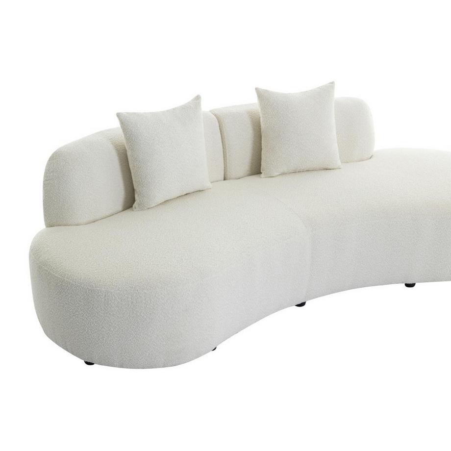 Vente-unique Canapé 3 places en tissu bouclette blanc BASILIANA  