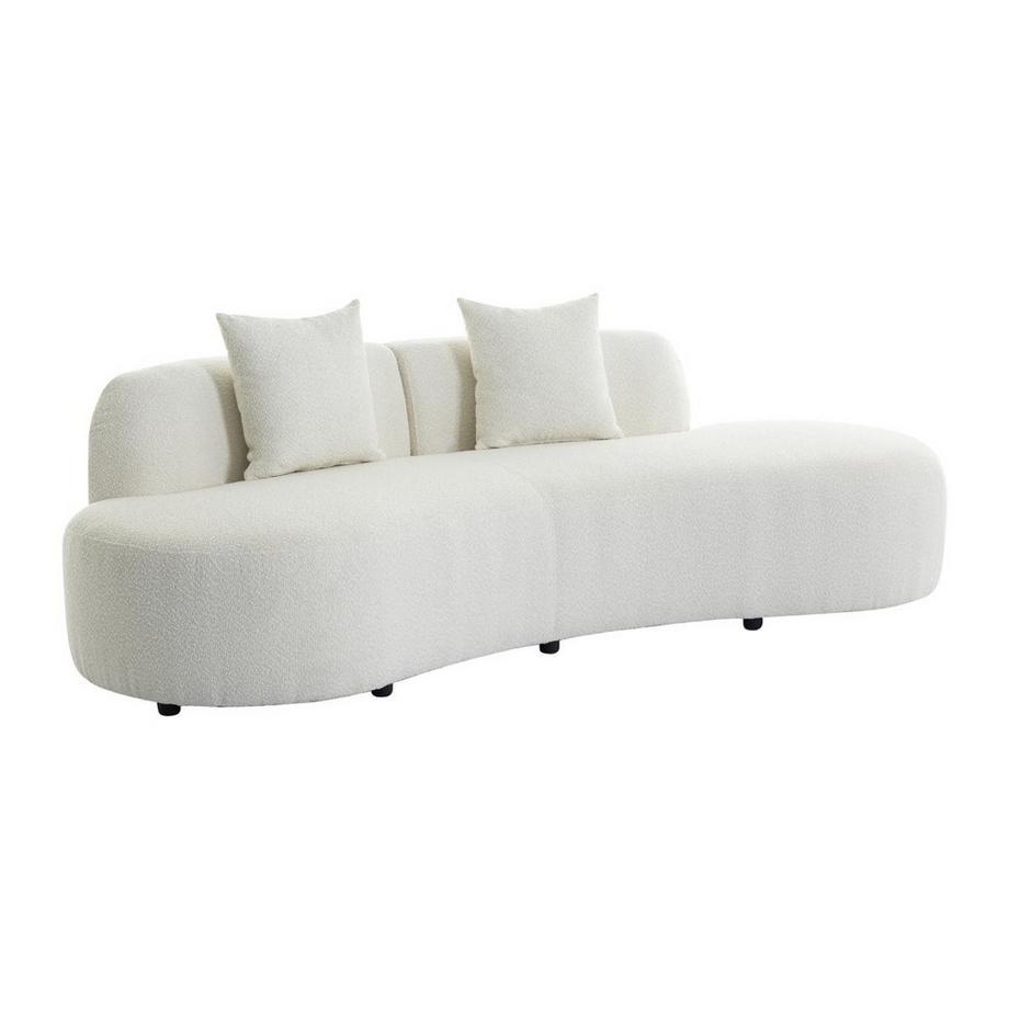 Canapé 3 places en tissu bouclette blanc BASILIANA