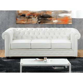 Vente-unique Sofas 3-Sitzer & 2-Sitzer - Kunstleder - Weiß - CHESTERFIELD  