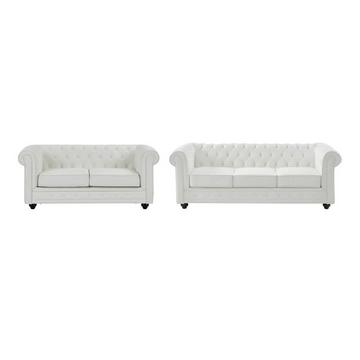 Sofas 3-Sitzer & 2-Sitzer - Kunstleder - Weiß - CHESTERFIELD