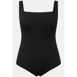 Ulla Popken  Maillot de bain à bonnets souples, décolleté carré et matière texturée motif feuilles 