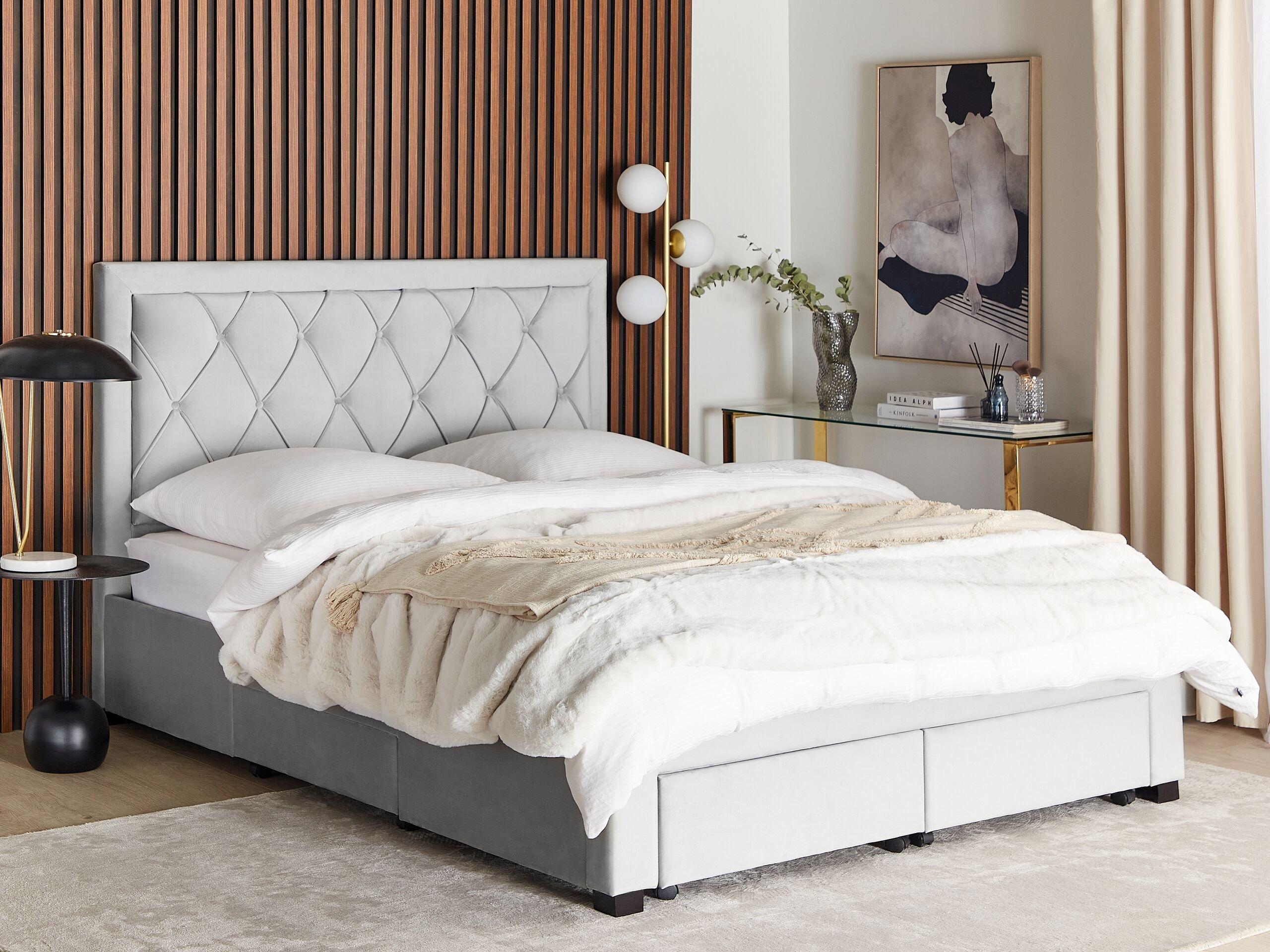 Beliani Letto contenitore en Velluto Glamour LIEVIN  