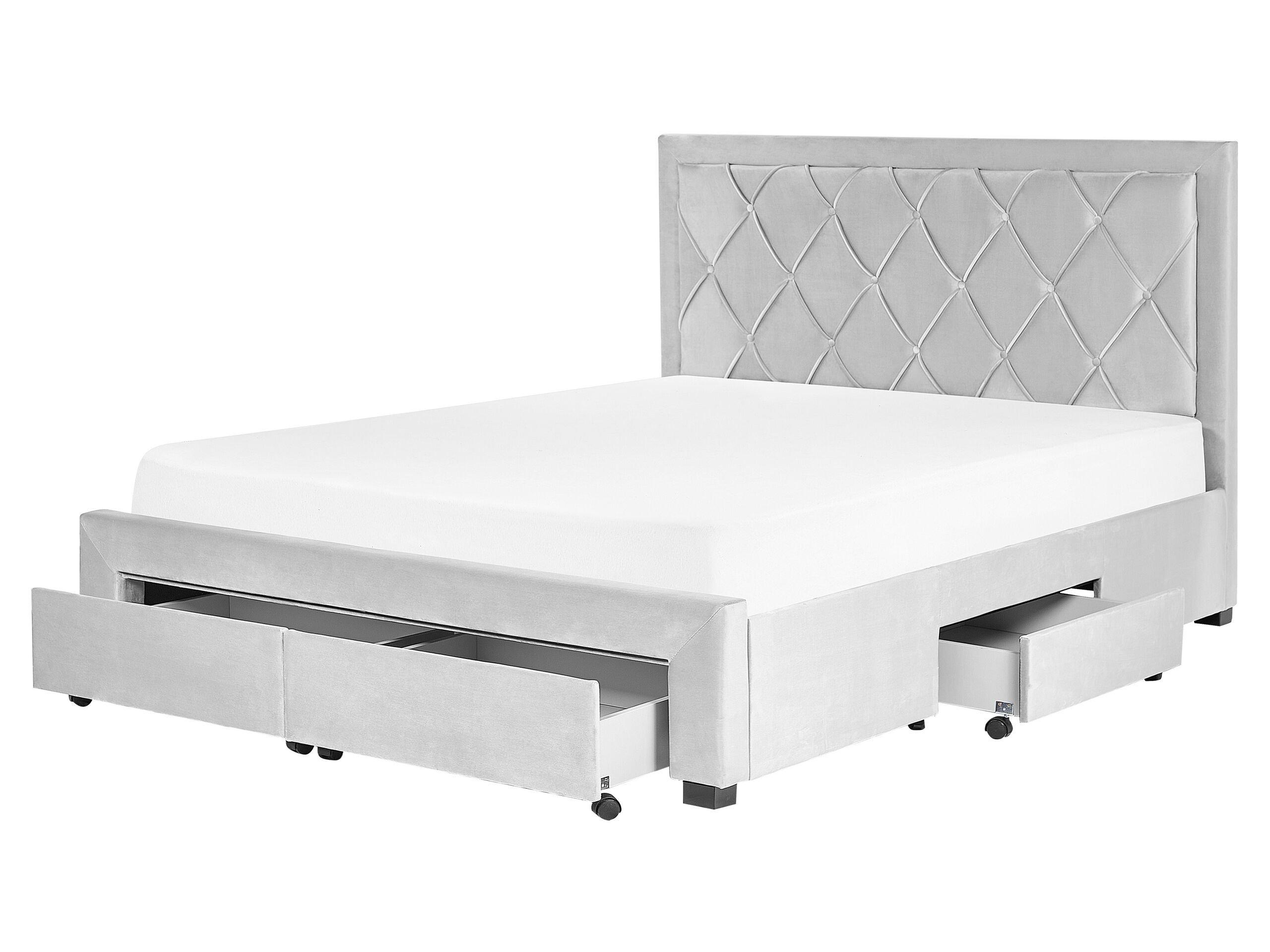 Beliani Letto contenitore en Velluto Glamour LIEVIN  