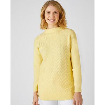 Tunika-Pullover mit Zopf- und Fischgratmuster, Thermolactyl.