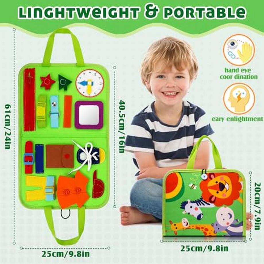 Activity-board  Activity Busy Board, Toddlers, Busy Quiet Book for Learning Basic Life Dressing Skills 