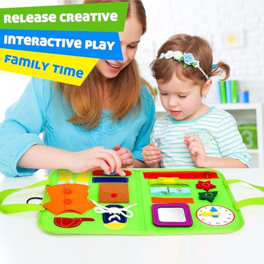 Activity-board  Activity Busy Board, Toddlers, Busy Quiet Book for Learning Basic Life Dressing Skills 